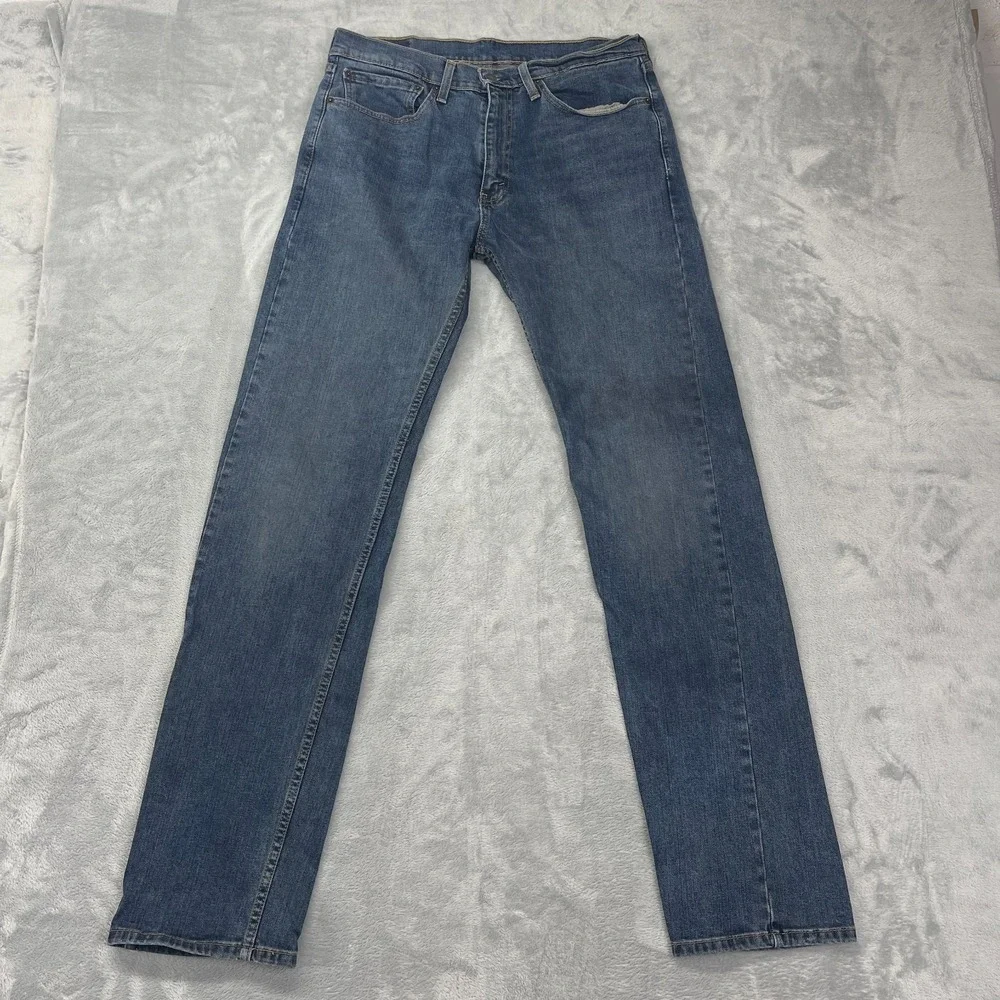 Levi's 505 Jeans Mens 34x36 Blue Denim‎ Medium Wash Red Tag Grunge Straight Leg
